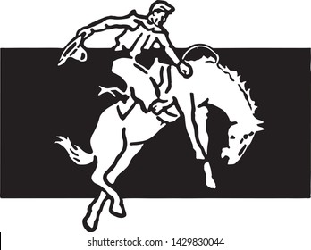 Rodeo Rider 4 - Retro Ad Art Banner for Sporting Events