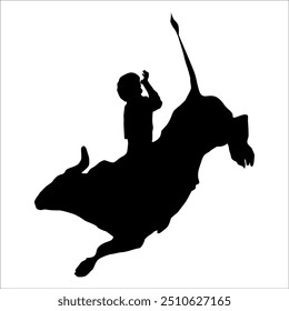 Rodeo riding bull silhouettes vector