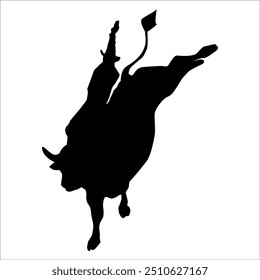 Rodeo riding bull silhouettes vector