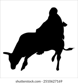 Rodeo riding bull silhouettes vector