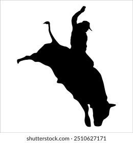 Rodeo riding bull silhouettes vector