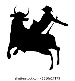 Rodeo riding bull silhouettes vector