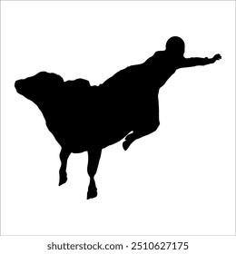 Rodeo riding bull silhouettes vector