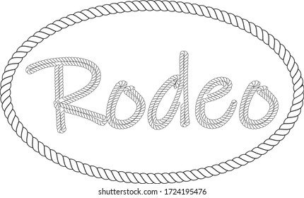 Rodeo rope. Hand Drawn Lettering Rodeo Stock. Vector 