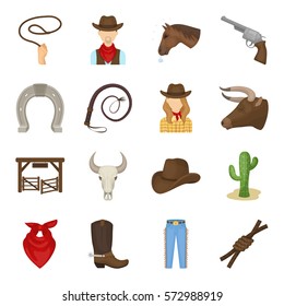 Rodeo set icons in cartoon style. Big collection of rodeo vector symbol stock illustration