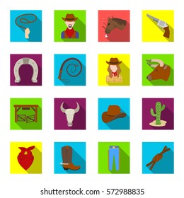 Rodeo set icons in flat style. Big collection of rodeo vector symbol stock illustration