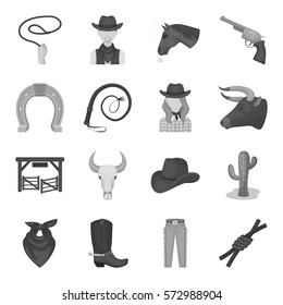 Rodeo set icons in monochrome style. Big collection of rodeo vector symbol stock illustration