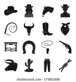 Rodeo set icons in monochrome style. Big collection of rodeo vector symbol stock illustration