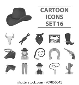 Rodeo set icons in monochrome style. Big collection of rodeo vector symbol stock illustration