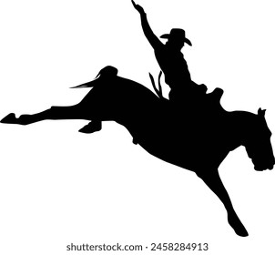 Rodeo Silhouette Illustration. Männer reiten auf einem Pferd für sportliche Aktivitäten