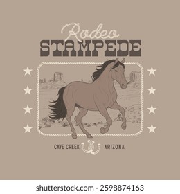 Rodeo Stampede Cowboy Graphic Poster