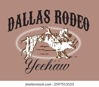 Rodeo Texas Southern Western Cowboy Horse Desert Outback Cute Cactus western Country Club USA Trending Script Slogan Graphic Tee t-shirt logo artwork typography tote badge emblem crest Fashion
