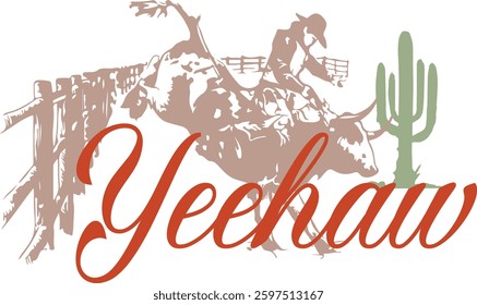 Rodeo Texas Southern Western Cowboy Horse Desert Outback Cute Cactus western Country Club USA Trending Script Slogan Graphic Tee t-shirt logo artwork typography tote badge emblem crest Fashion

