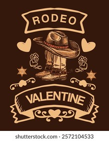 rodeo valentine, for poster template, t'shirt design, high quality print and other uses