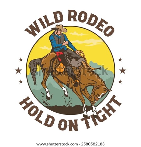 Rodeo vector illustration in hand drawn style and retro color, perfect for t shirt design