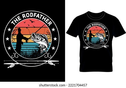 The Rodfather Fishing T-Shirt Design,Fishing Vector,Eps File.