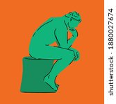 rodin the thinker flat illustration