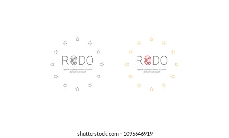 RODO, Rozporz dzenie dotyczce ochrony danych osobowych. Polish GDPR - General Data Protection Regulation. Vector illustration, sign. 