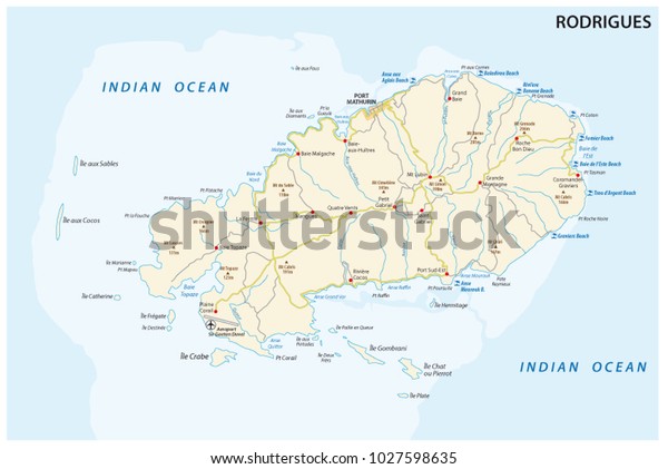 Map Of Rodrigues With Roads Rodrigues Island Road Vector Map Stock Vector (Royalty Free) 1027599418 |  Shutterstock