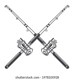 rods crossed fishing sketch icon
