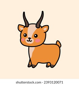 Roe deer color element. Hand drawn animals. Cartoon characters set. Isolated vector illustration.