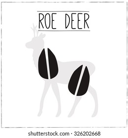 Roe Deer Silhouette with trails. Vector Illustration.