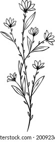 Roe flower vector art black with white background