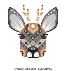 Roe Head Logo. Deer Vector decorative Emblem.