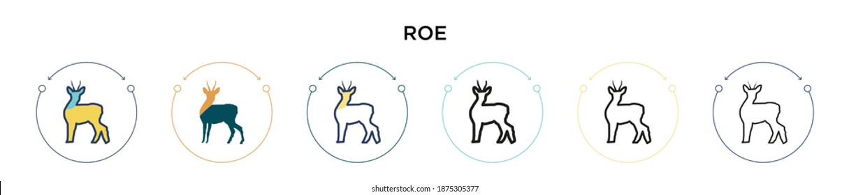 Roe icon in filled, thin line, outline and stroke style. Vector illustration of two colored and black roe vector icons designs can be used for mobile, ui, web