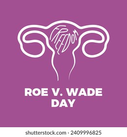 Roe v. Wade Day poster vector illustration. Human uterus with the inscription freedom icon vector. Ovaries symbol isolated on a purple background. Pro-choice design element. January 22. Important day