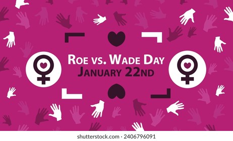 Roe vs. Wade Day  vector banner design with geometric shapes and vibrant colors on a horizontal background. Happy Roe vs. Wade Day modern minimal poster.