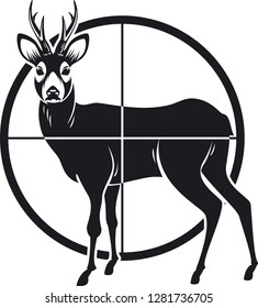 roebuck deer in the sight of a gun
