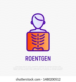 Roentgen thin line icon. X-ray examination. Medical research. Modern vector illustration.