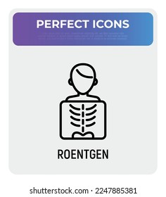 Roentgen thin line icon. X-ray examination. Medical research. Modern vector illustration.