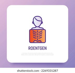 Roentgen thin line icon. X-ray examination. Medical research. Modern vector illustration.