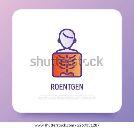 Roentgen thin line icon. X-ray examination. Medical research. Modern vector illustration.
