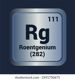 Roentgenium Rg icon. Number one hunderd eleven. Mass (282) detail. Vector Background.