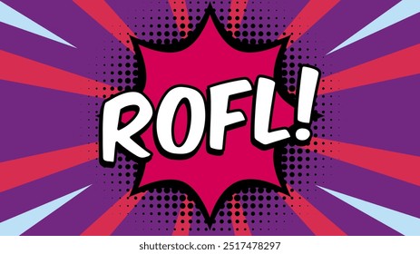 ROFL text template on retro background for stickers, posters, social media posts