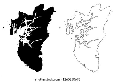 Rogaland (Administrative divisions of Norway, Kingdom of Norway) map vector illustration, scribble sketch Rogaland fylke map