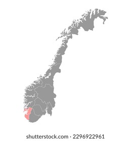 Rogaland county map, administrative region of Norway. Vector illustration.