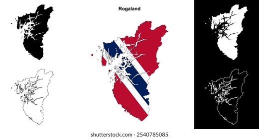 Rogaland county outline map set