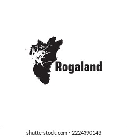 Rogaland map and black lettering design on white background