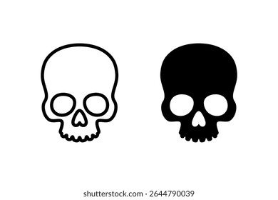 Roger symbol. Pirate scull icon. Skull icon isolated on white background. Human skull icon vector illustration