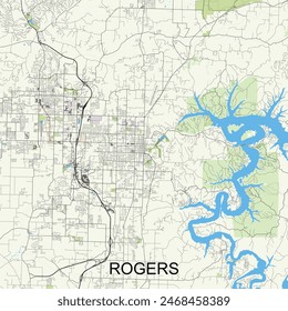 Rogers, Arkansas, United States map poster art