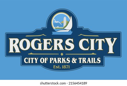 Rogers City Michigan with blue background 