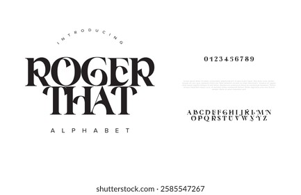 Rogerthat typography beauty fashion elegant minimalist serif italic fonts decorative wedding vintage retro logos. Minimal luxury font alphabet logo. Vector illustration