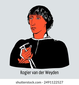 Rogier van der Weyden is a Dutch painter, considered, along with Jan van Eyck, one of the founders and most influential masters of Early Netherlandish painting. Hand-drawn vector illustration