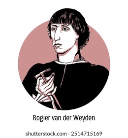 Rogier van der Weyden is a Dutch painter, the founder of early Netherlandish painting. An outstanding portraitist. Hand-drawn vector illustration