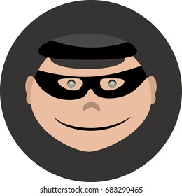 Rogue is a round colored icon. Bandit vector illustration