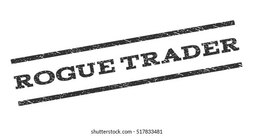 Rogue Trader watermark stamp. Text tag between parallel lines with grunge design style. Rubber seal stamp with unclean texture. Vector gray color ink imprint on a white background.